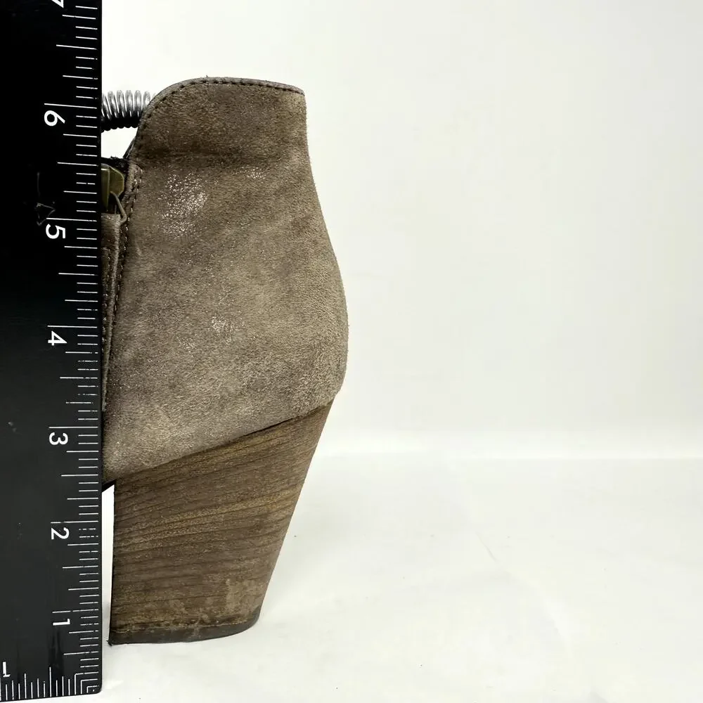 Paul Green Malibu Booties Women US 8.5 UK 6 Taupe Leather Side Zip Boho Western